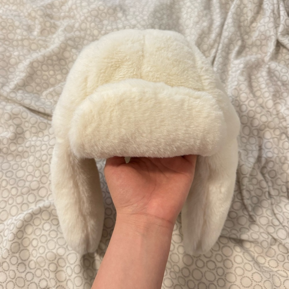 Zara White Fluffy Ushanka Style Hat